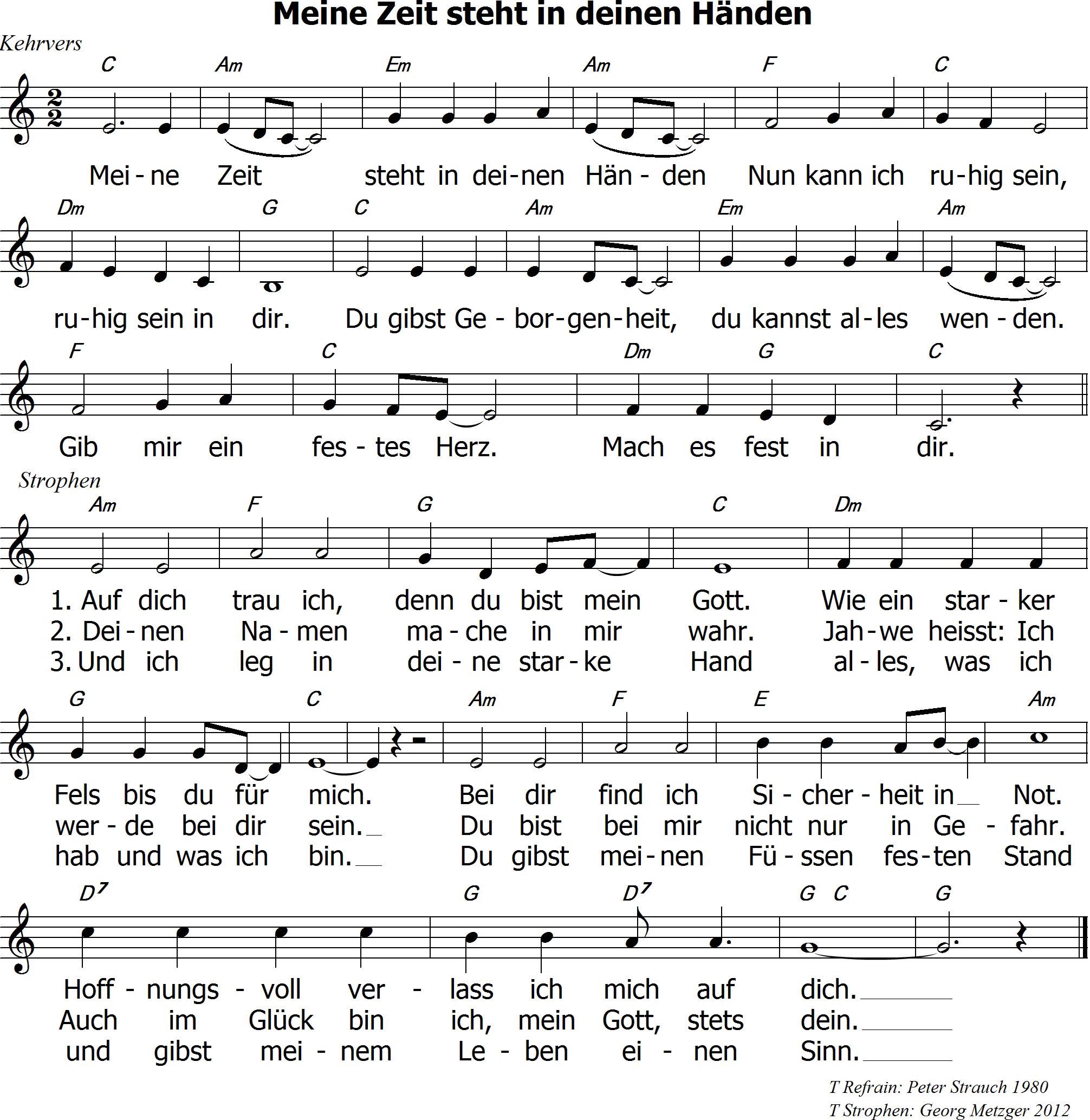 Neue Liedstrophen zu „Meine Zeit steht in deinen Händen“ Hoffnungszeichen