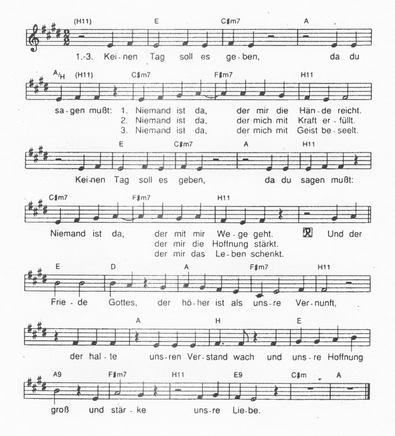 Lied Keinen Tag Soll Es Geben Text Und Noten