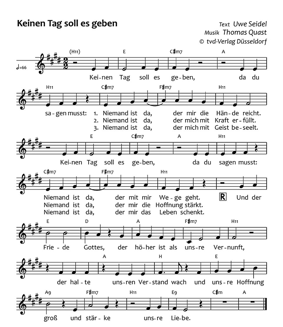 Keinen Tag Soll Es Geben Noten The Beloved Hymn Sheet Music People Are Searching For - s2r4uwu